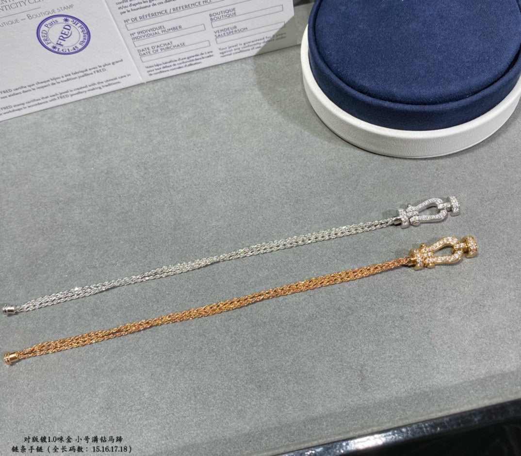 ˇGilded EraˇFORCE SMALL HORSESHOE DIAMOND CHAIN ROPE BRACELET