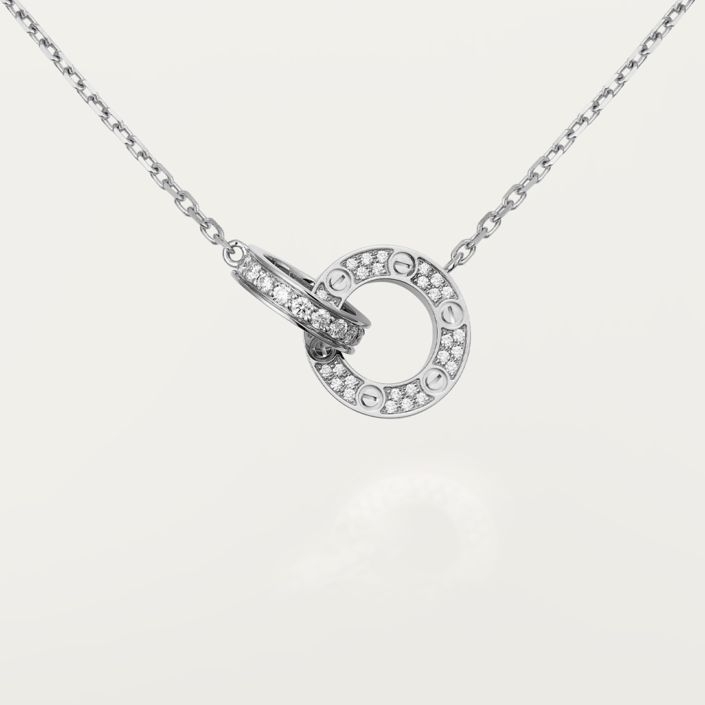 ˇGilded EraˇLOVE 7.6MM NECKLACE ROSE GOLD AND SILVER FULL DIAMOND