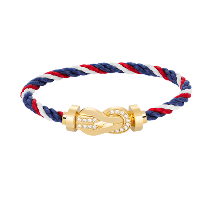 ˇGilded EraˇCHANCE LARGE 8 FIGURE BUCKLE HALF DIAMOND BRACELET GOLD