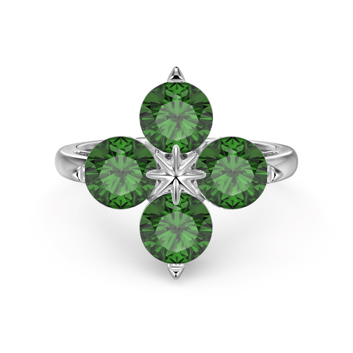 [STREET]Four-Leaf Clover Eight-Pointed Star Ring