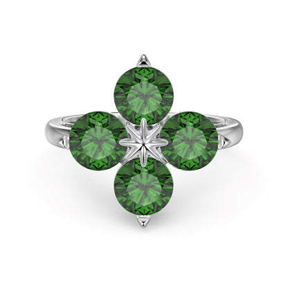 [STREET]Four-Leaf Clover Eight-Pointed Star Ring