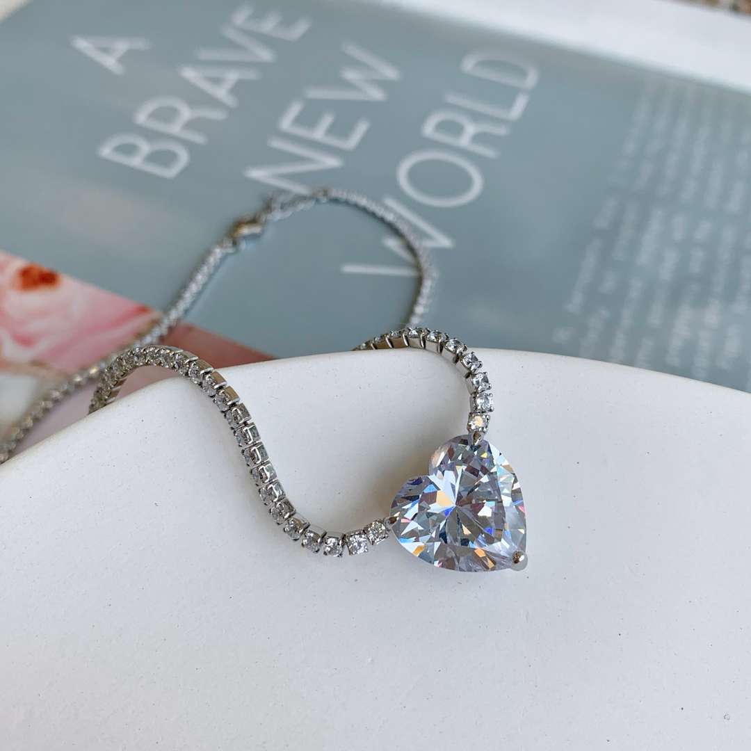 [STREET]Versatile Colorful Sweet Heart-Shaped Tennis Necklace