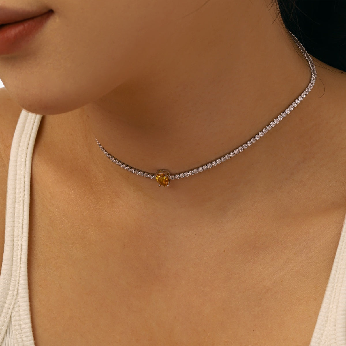 [STREET]Unique Pear Cut Tennis Necklace