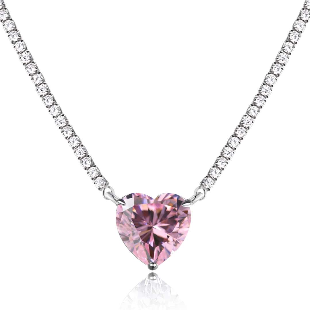 [STREET]Versatile Colorful Sweet Heart-Shaped Tennis Necklace