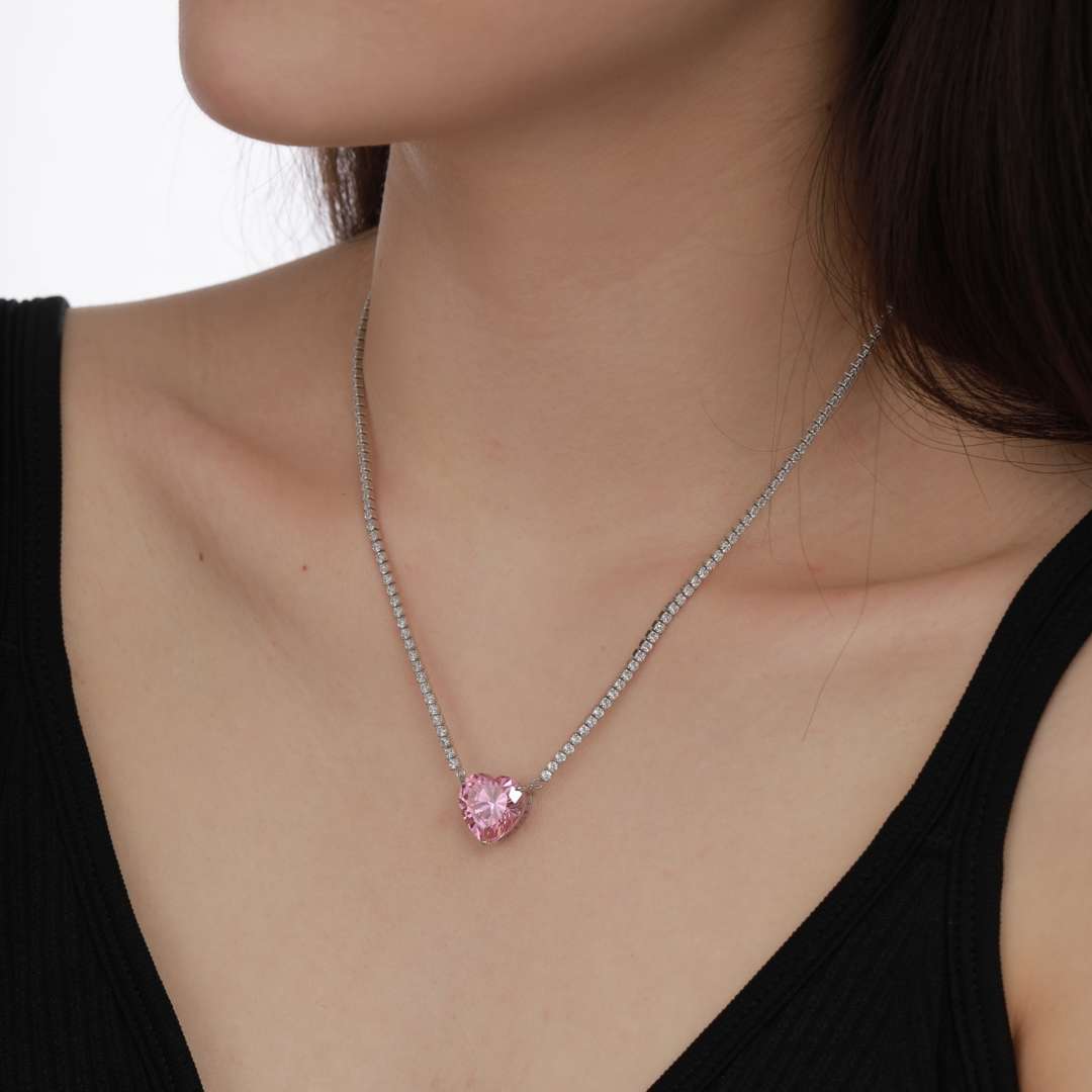 [STREET]Versatile Colorful Sweet Heart-Shaped Tennis Necklace