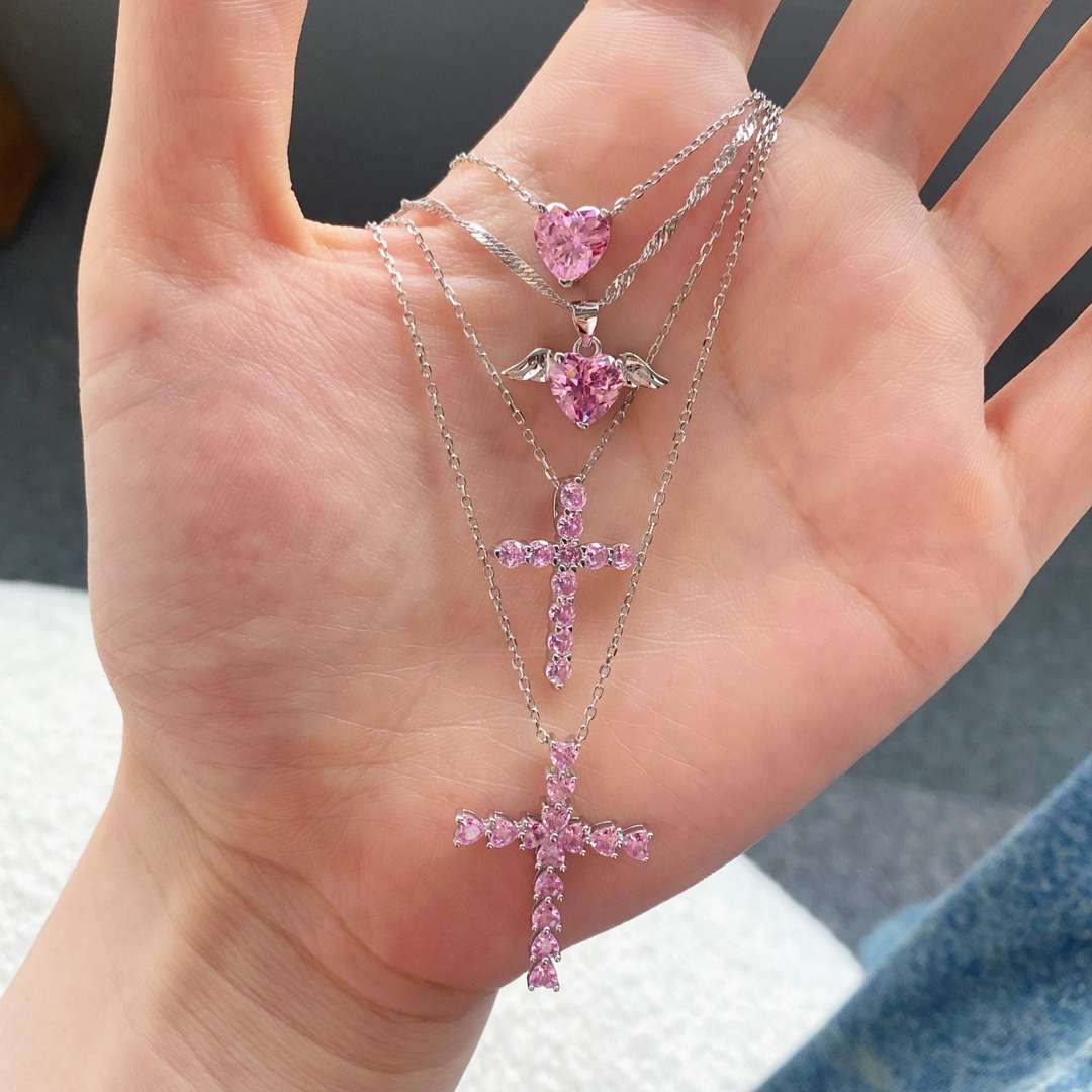 [STREET]Heart Shape Main Stone Pendant Collarbone Necklace