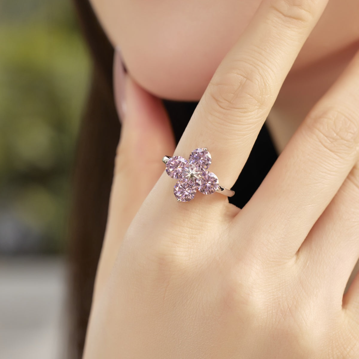 [STREET]Four-Leaf Clover Eight-Pointed Star Ring