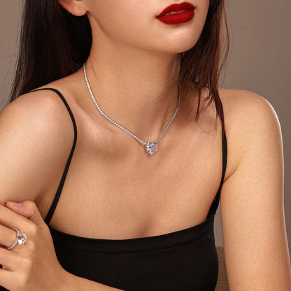 [STREET]Versatile Colorful Sweet Heart-Shaped Tennis Necklace