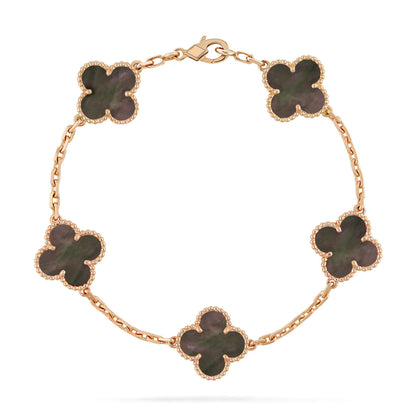 ˇGilded EraˇCLOVER 5 MOTIF GRAY MOP  BRACELET