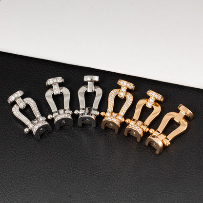 ˇGilded EraˇFORCE LARGE HORSESHOE HALF DIAMOND BRACELET SILVER