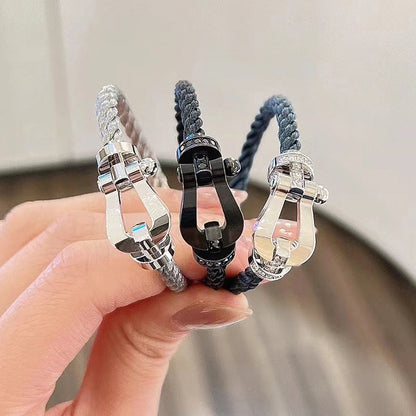 ˇGilded EraˇFORCE LARGE HORSESHOE FULL DIAMOND BRACELET SILVER