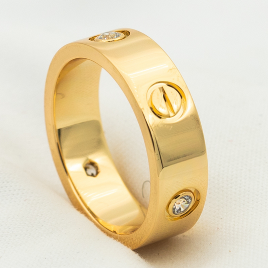 ˇGilded EraˇLOVE RING 5.5MM 3 DIAMONDS PINK GOLD