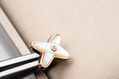 ˇGilded EraˇJEUX DE WHITE MOP PINK GOLD DIAMOND EARRINGS