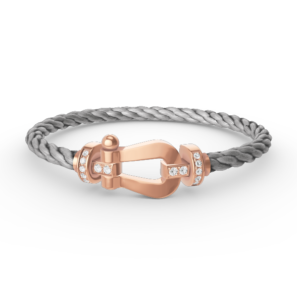 ˇGilded EraˇFORCE LARGE HORSESHOE HALF DIAMOND BRACELET ROSE GOLD