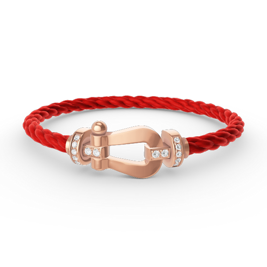 ˇGilded EraˇFORCE LARGE HORSESHOE HALF DIAMOND BRACELET ROSE GOLD