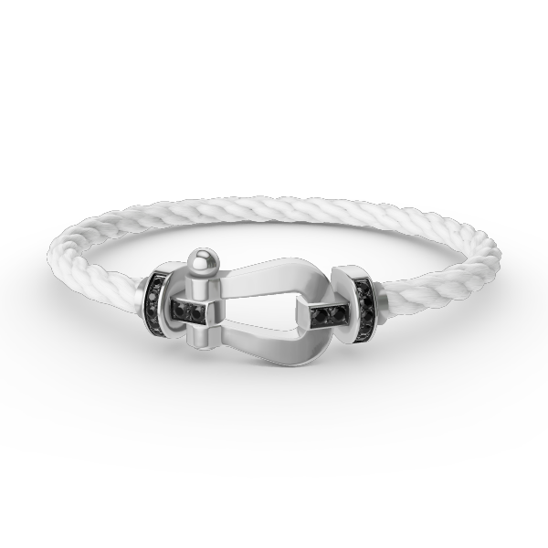 ˇGilded EraˇFORCE LARGE HORSESHOE BLACK DIAMOND BRACELET SILVER