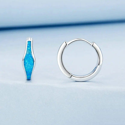 [STREET]Opal Hoop Earrings for Women White Gold Plated