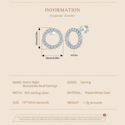 [STREET]Forever Clear Moissanite Circle Round Stud Earrings