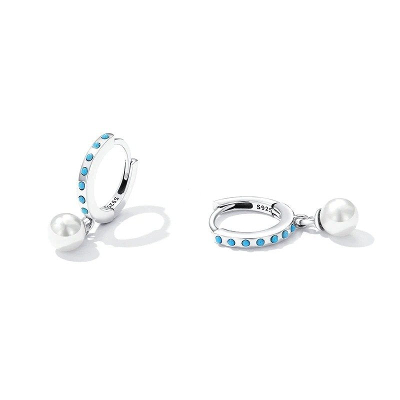 [STREET]Turquoise Pendent Shell Bead Drop Earrings