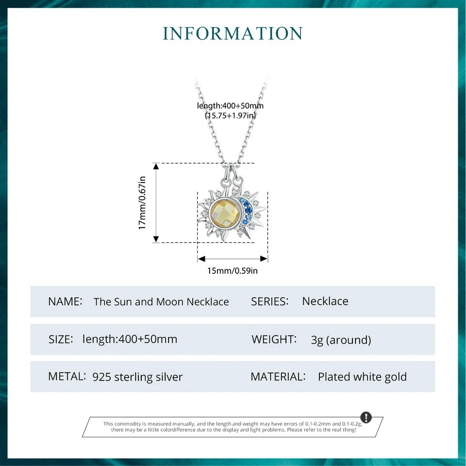 [STREET]White Gold Plated Sun and Moon Necklace