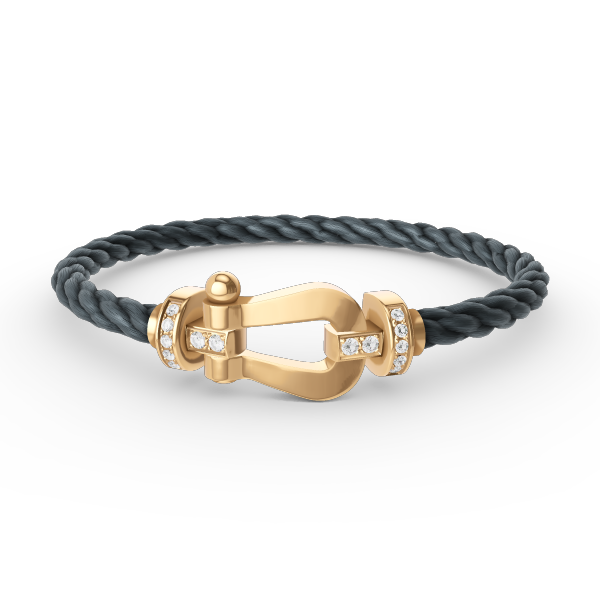 ˇGilded EraˇFORCE LARGE HORSESHOE HALF DIAMOND BRACELET GOLD