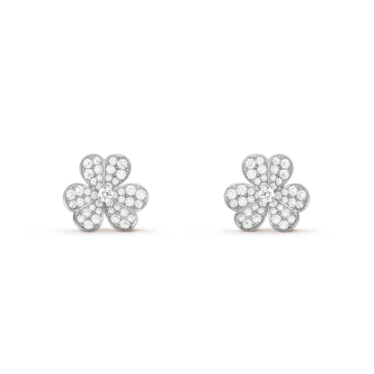 ˇGilded EraˇFRIVOLE SILVER FLOWER DIAMOND EARRINGS