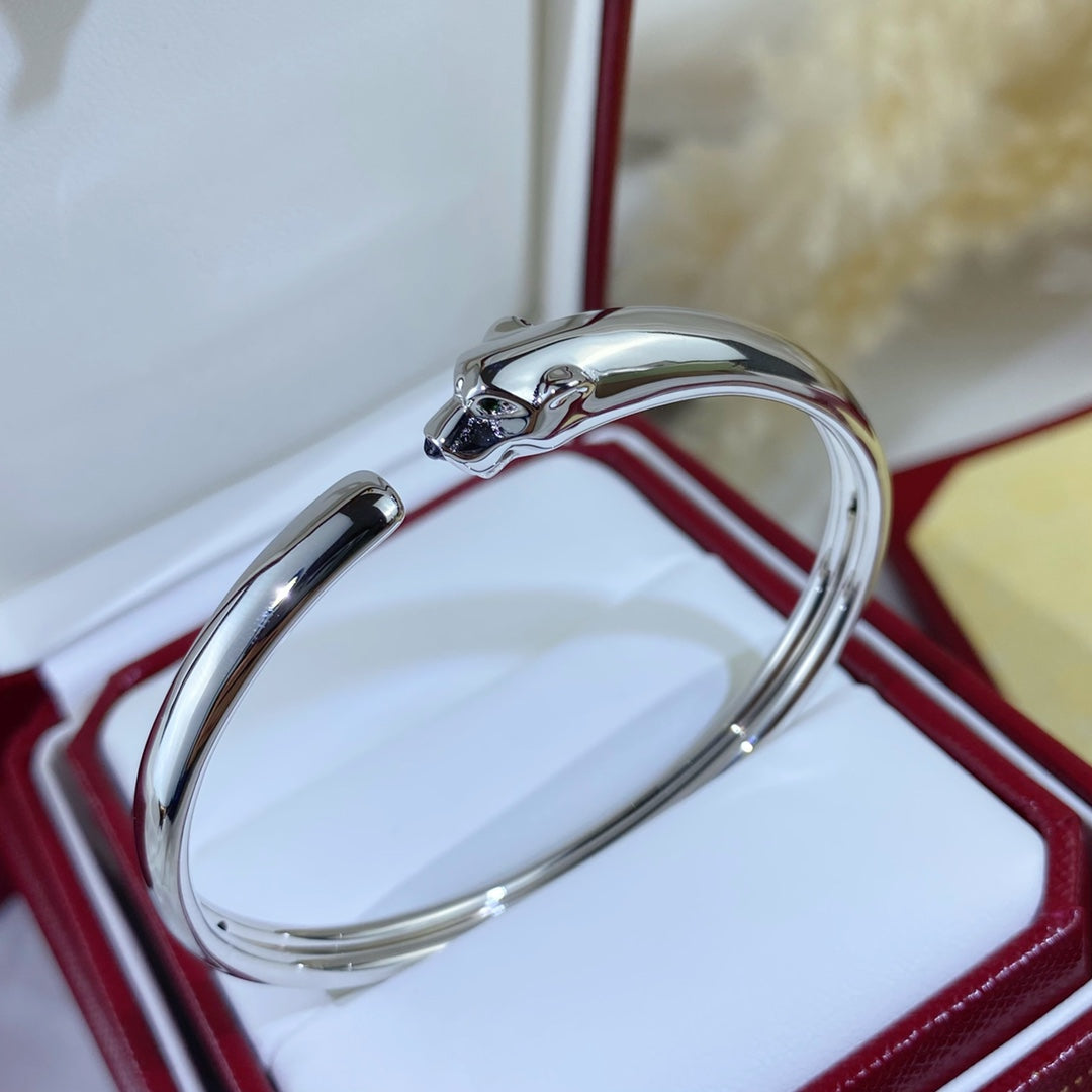 ˇGilded EraˇPANTHERE SILVER OPEN BRACELET