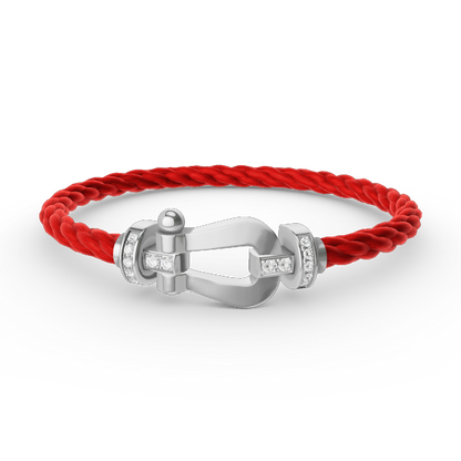 ˇGilded EraˇFORCE LARGE HORSESHOE HALF DIAMOND BRACELET SILVER